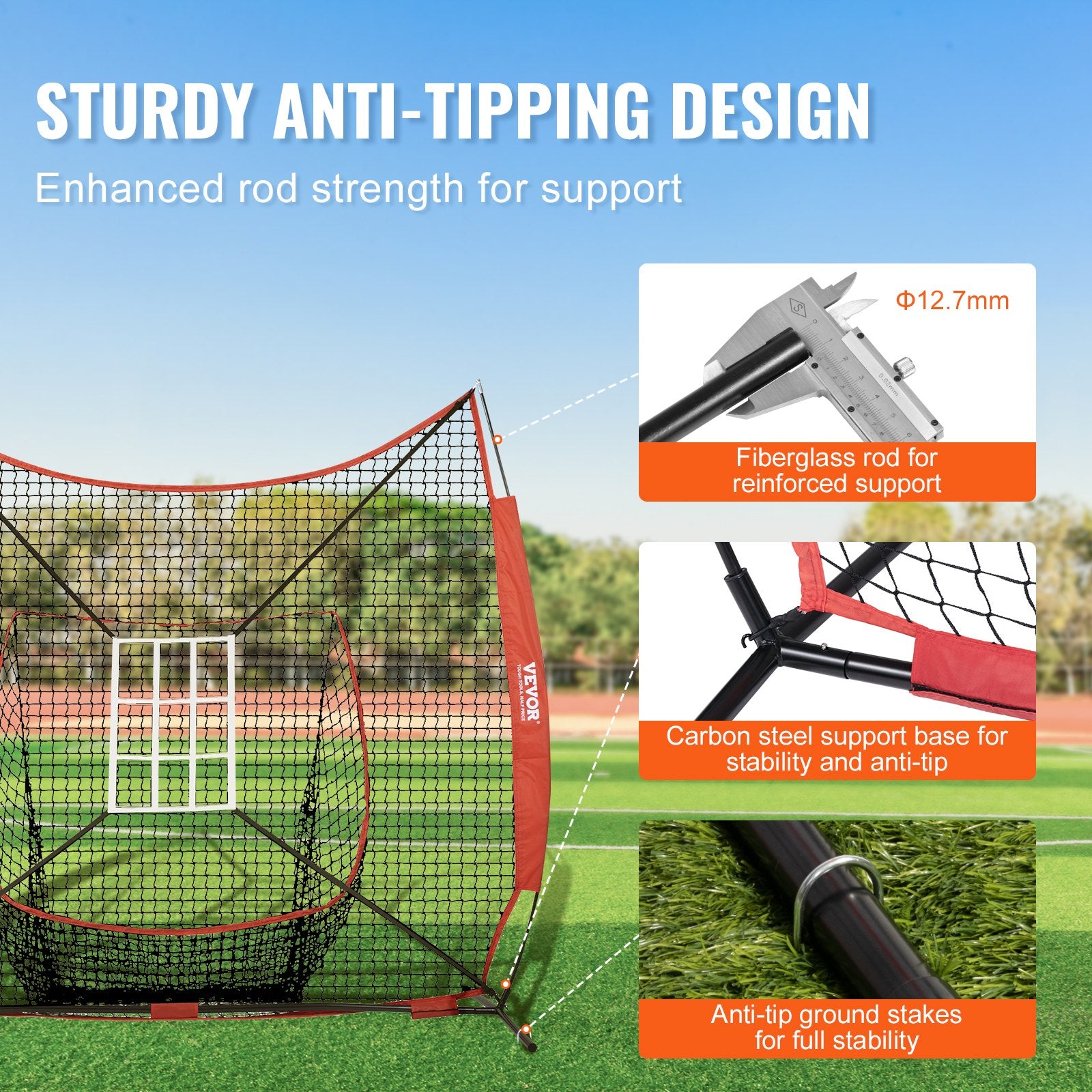 Basketball & Basketball Accessories: VEVOR 7x7 ft Baseball Softball Practice Net, Portable Baseball Training Net for Hitting Catching Pitching, Backstop Equipment with Bow Frame, Carry Bag, Strike Zone, 12 Balls, Tee, and Ball Collector