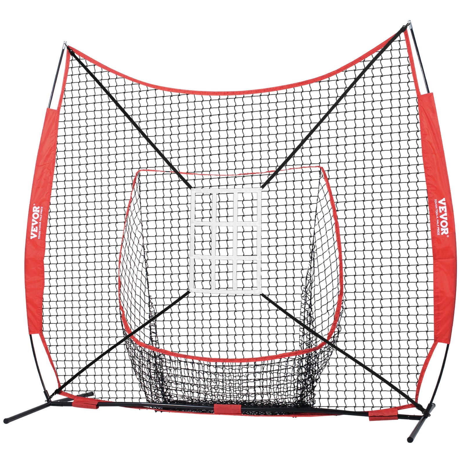 Basketball & Basketball Accessories: VEVOR 7x7 ft Baseball Softball Practice Net, Portable Baseball Training Net for Hitting Catching Pitching, Backstop Equipment with Bow Frame, Carry Bag, Strike Zone, 12 Balls, Tee, and Ball Collector