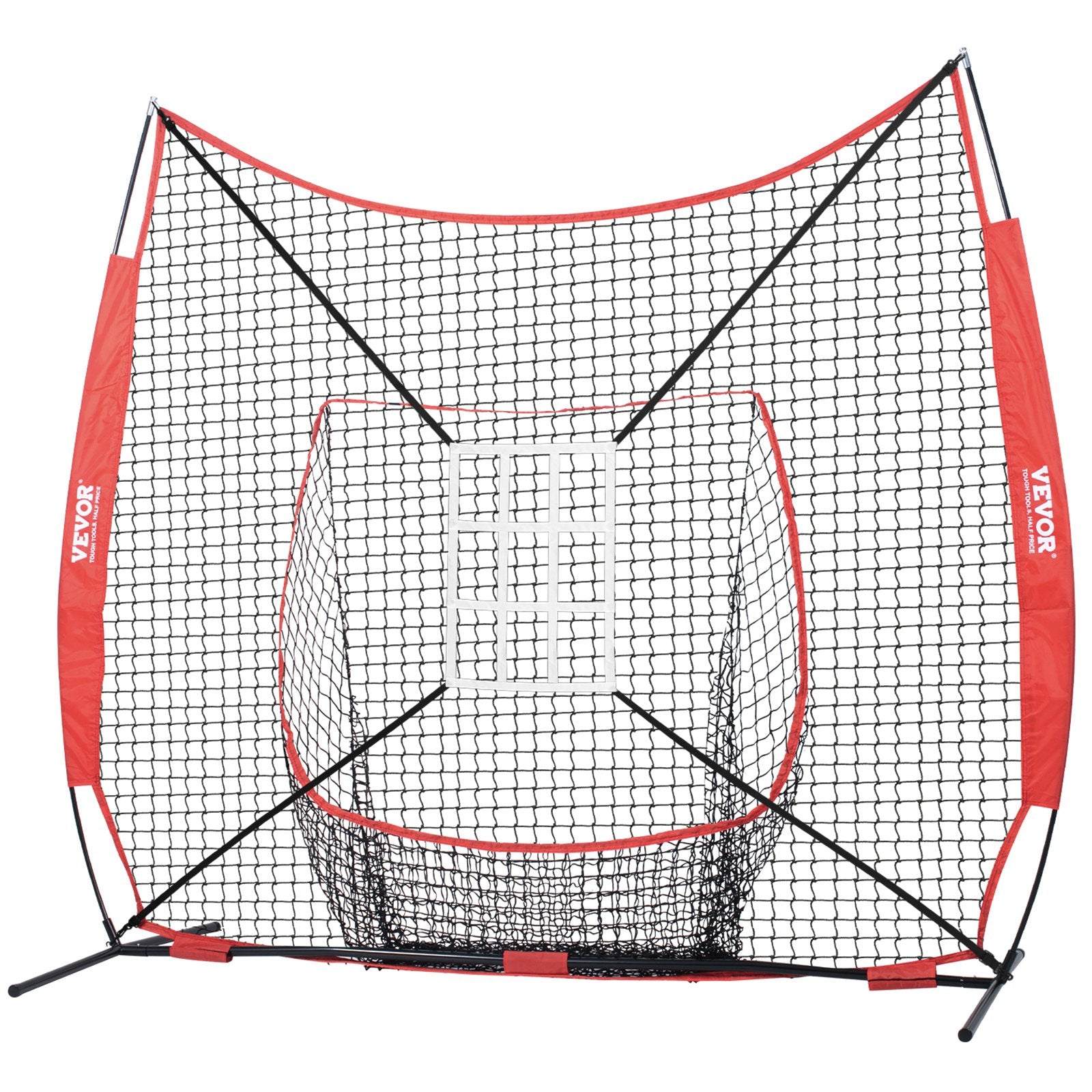 Basketball & Basketball Accessories: VEVOR 7x7 ft Baseball Softball Practice Net, Portable Baseball Training Net for Hitting Catching Pitching, Backstop Equipment with Bow Frame, Carry Bag, Strike Zone, 12 Balls, Tee, and Ball Collector