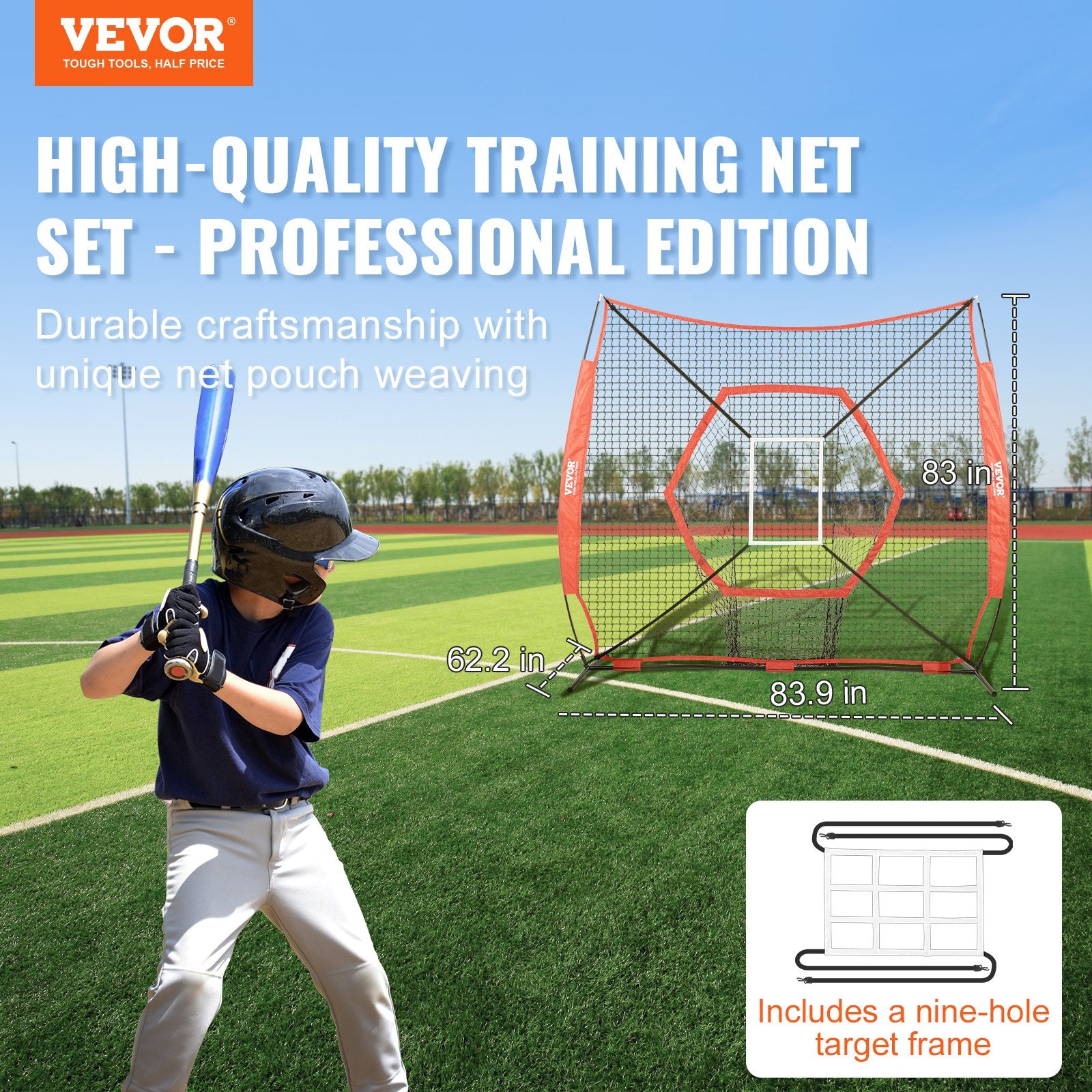 Basketball & Basketball Accessories: VEVOR 7x7 ft Baseball Softball Practice Net, Portable Baseball Training Net for Hitting Batting Catching Pitching, Backstop Baseball Equipment Training Aids with Bow Frame, Carry Bag, and Strike Zone
