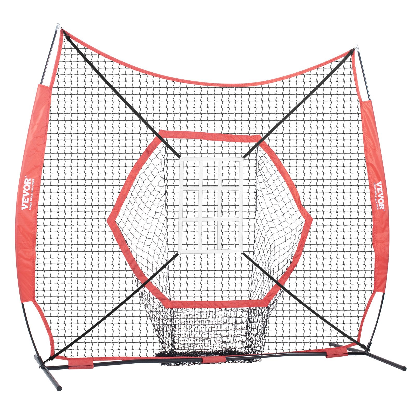 Basketball & Basketball Accessories: VEVOR 7x7 ft Baseball Softball Practice Net, Portable Baseball Training Net for Hitting Batting Catching Pitching, Backstop Baseball Equipment Training Aids with Bow Frame, Carry Bag, and Strike Zone