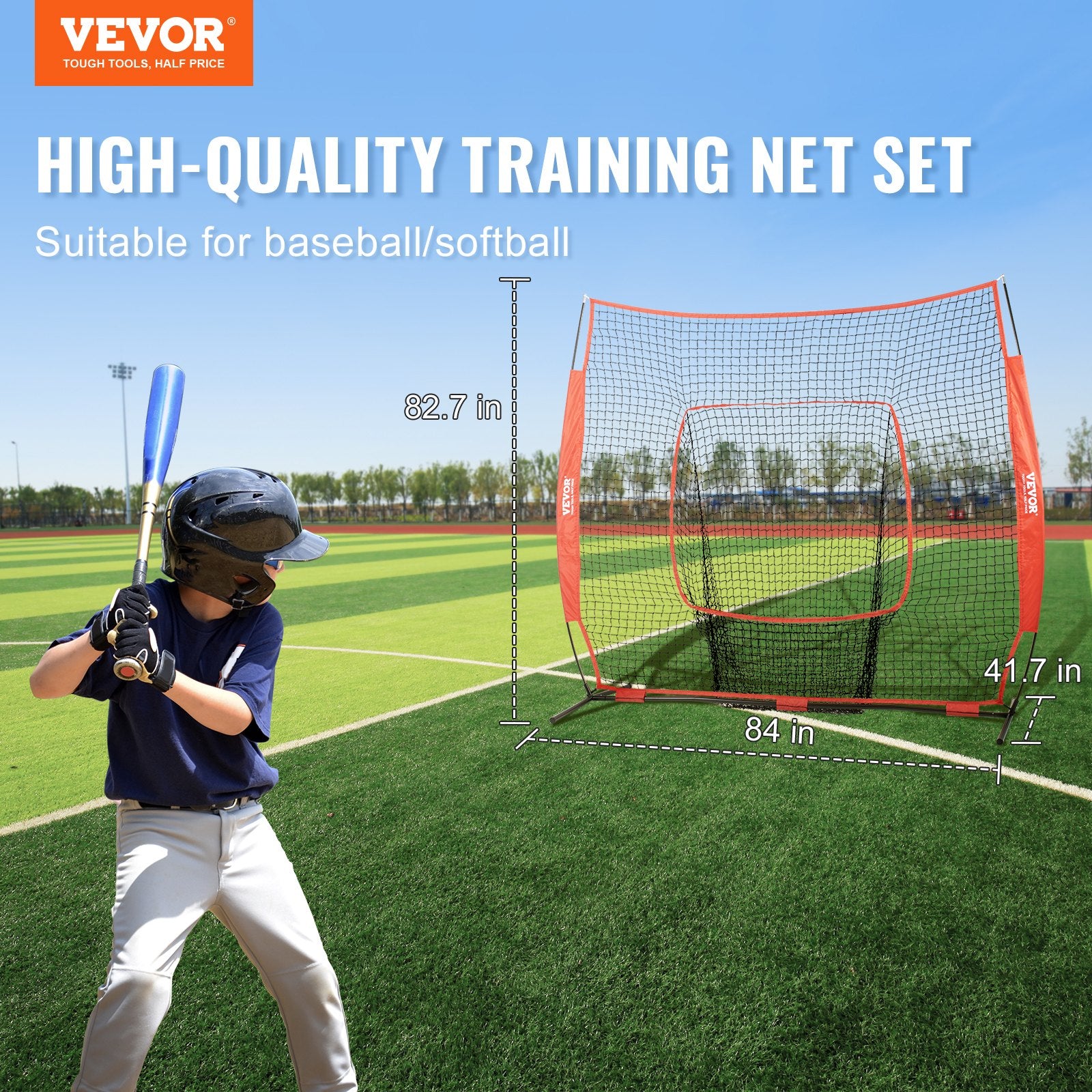 Basketball & Basketball Accessories: VEVOR 7x7 Baseball Softball Practice Net, Portable Baseball Training Net for Hitting Batting Catching Pitching, Backstop Baseball Equipment Training Aids with Carry Bag and Strike Zone