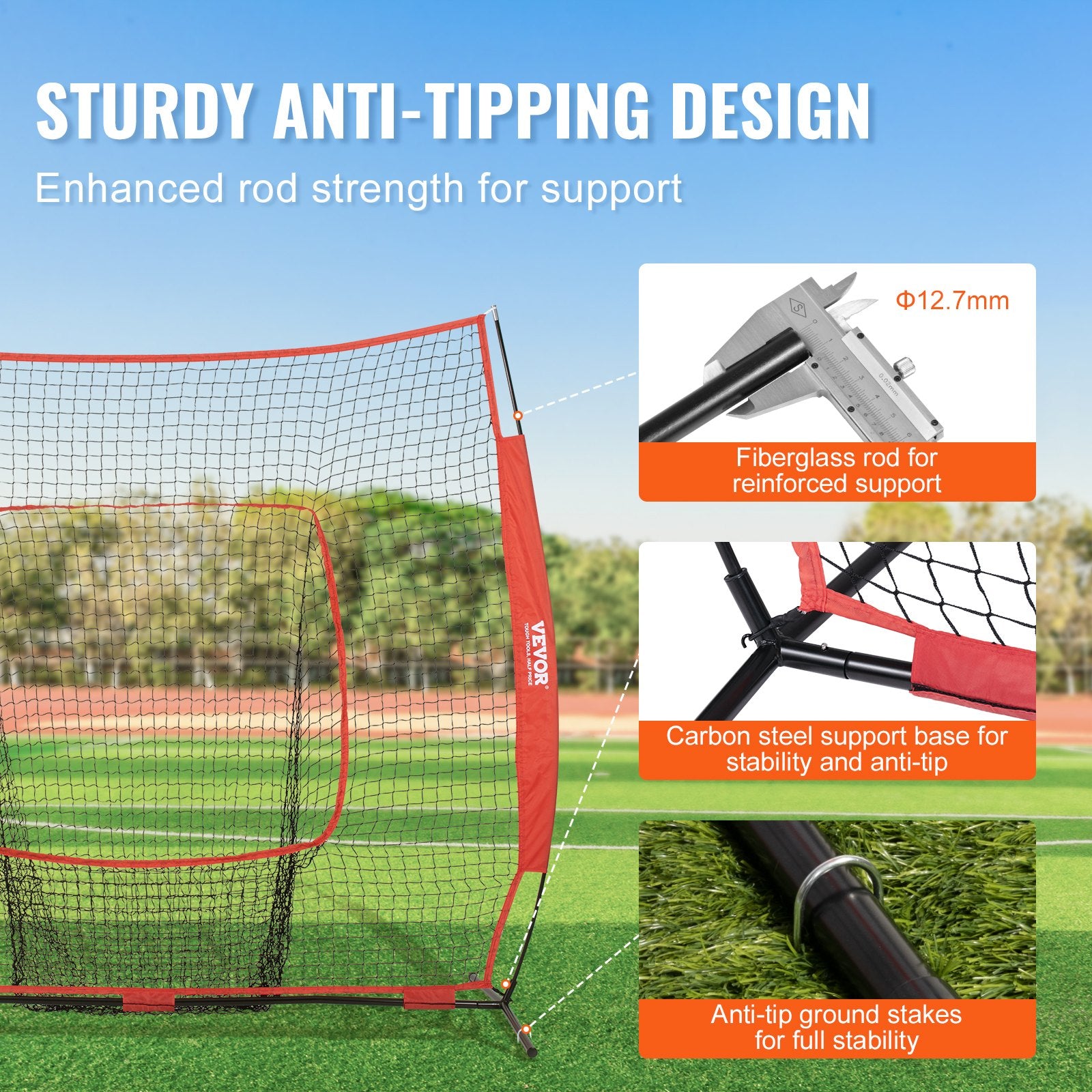 Basketball & Basketball Accessories: VEVOR 7x7 Baseball Softball Practice Net, Portable Baseball Training Net for Hitting Batting Catching Pitching, Backstop Baseball Equipment Training Aids with Carry Bag and Strike Zone