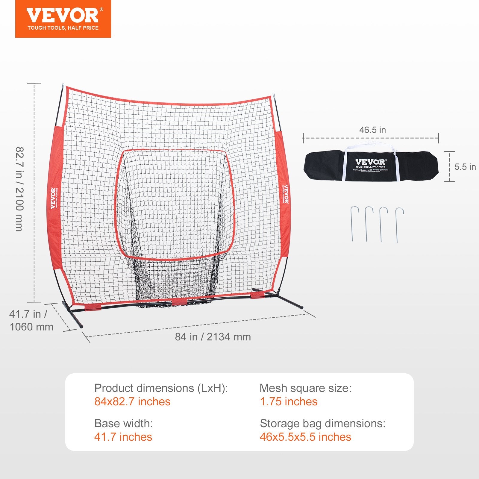 Basketball & Basketball Accessories: VEVOR 7x7 Baseball Softball Practice Net, Portable Baseball Training Net for Hitting Batting Catching Pitching, Backstop Baseball Equipment Training Aids with Carry Bag and Strike Zone