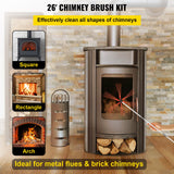 Fire Pit Accessories: VEVOR Chimney Sweeping Brush Rotary Chimney Brush 315Inch Chimney Brush Rod Kit 8 Rods with Nylon Flexible Rods (8 Rods)