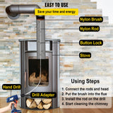 Fire Pit Accessories: VEVOR Chimney Sweeping Brush Rotary Chimney Brush 315Inch Chimney Brush Rod Kit 8 Rods with Nylon Flexible Rods (8 Rods)