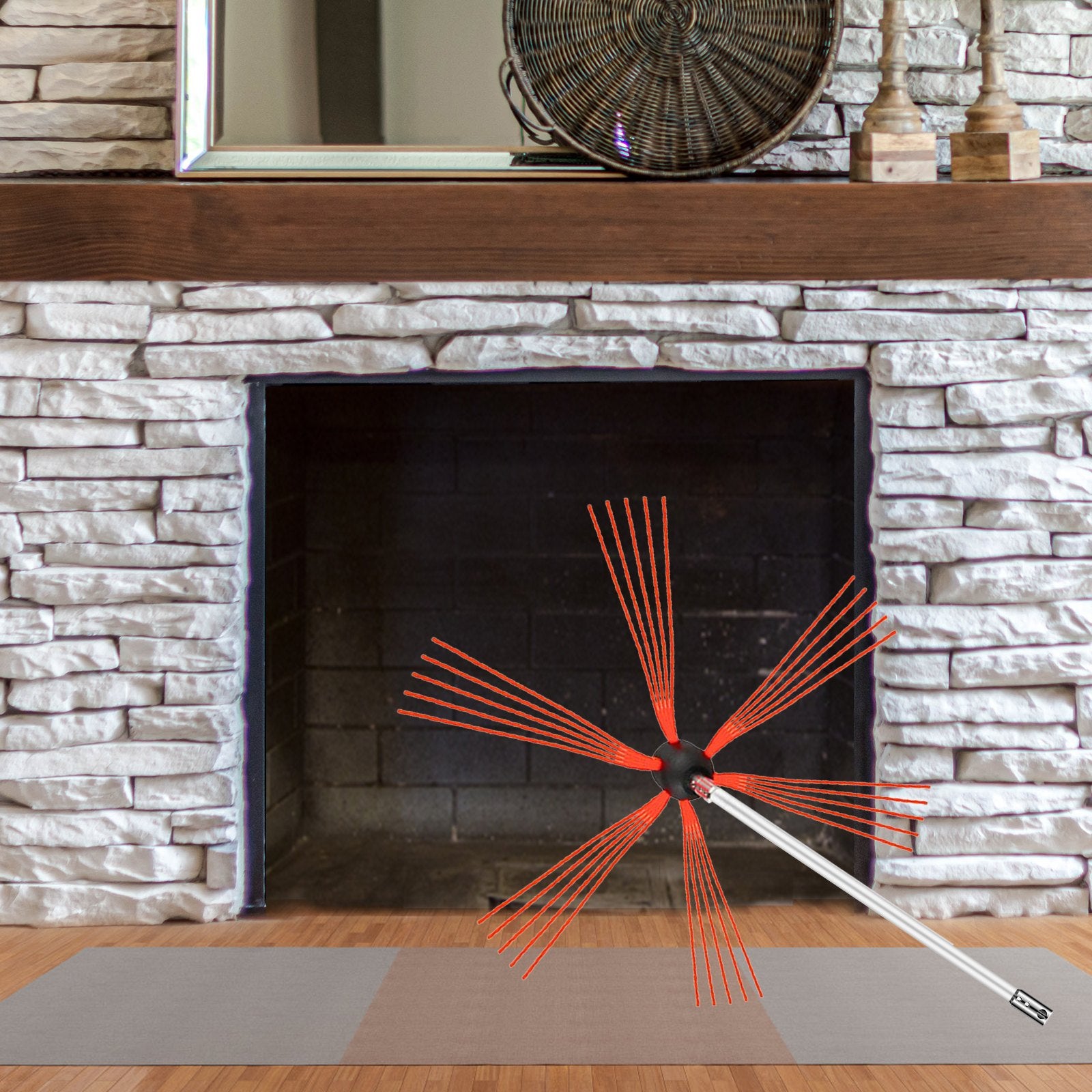 Fire Pit Accessories: VEVOR Chimney Sweeping Brush Rotary Chimney Brush 315Inch Chimney Brush Rod Kit 8 Rods with Nylon Flexible Rods (8 Rods)