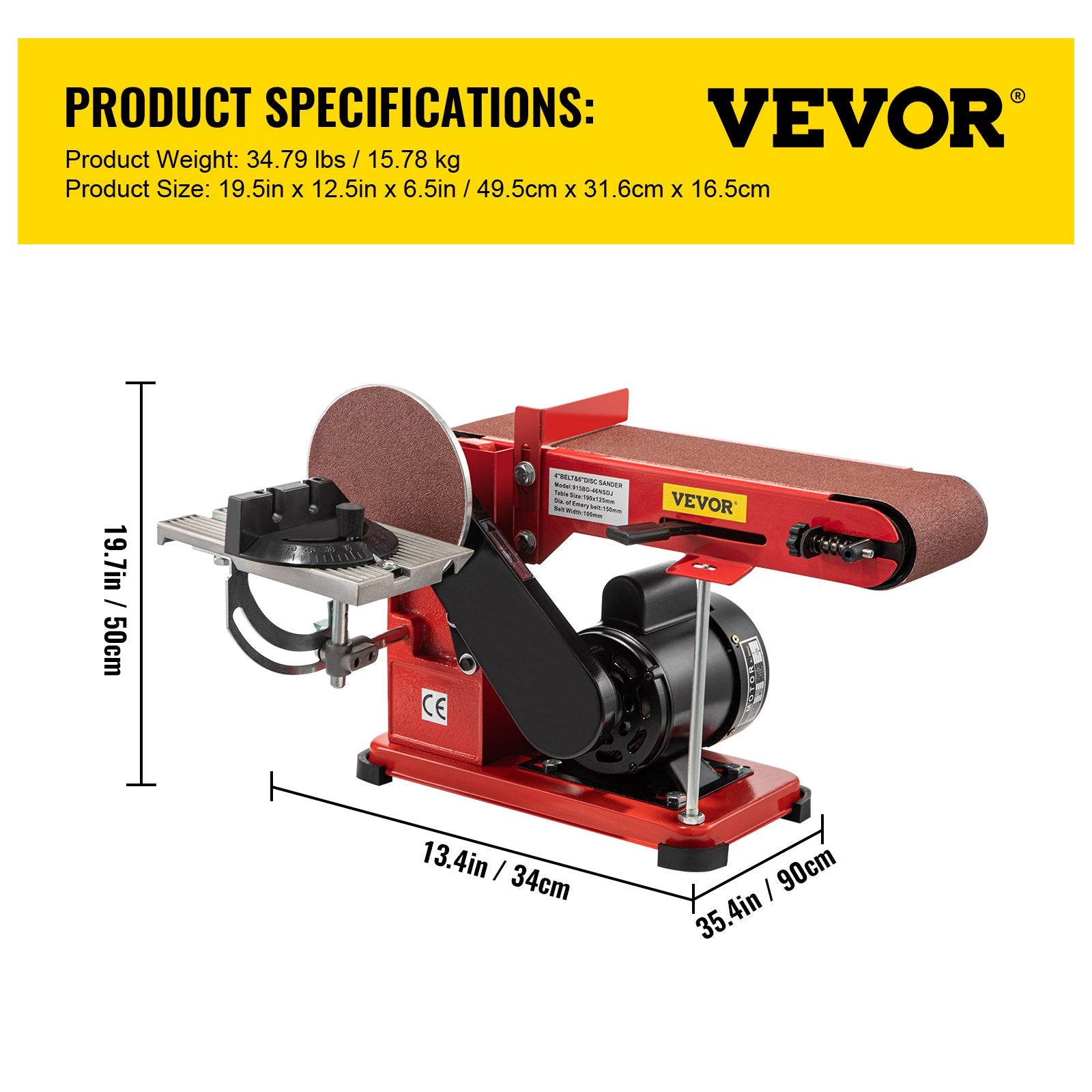 Sanding Accessories: VEVOR Belt Sander 4" x 36", Disc Combo Sander 6",Electric Adjustable Bench Belt Sander 375W,Grinder Bench Sanding Machine With 4 Rubber Foot Pad