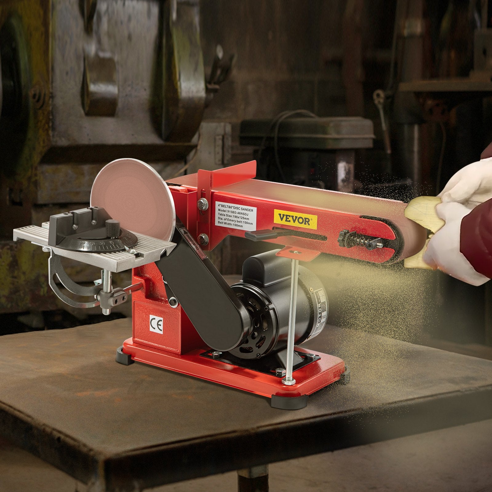 Sanding Accessories: VEVOR Belt Sander 4" x 36", Disc Combo Sander 6",Electric Adjustable Bench Belt Sander 375W,Grinder Bench Sanding Machine With 4 Rubber Foot Pad