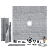 Kitchen & Bathroom DIY: VEVOR Shower Curb Kit, 1828x1828mm, 72"x72" Shower Pan Kit with 50.8mm ABS Central Flange, 101.6mm Stainless Steel Grate, Waterproof Shower Curb & Membrane & Strip, Shower Pan Slope Sticks Fit for Bathroom
