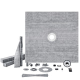 Kitchen & Bathroom DIY: VEVOR Shower Curb Kit, 1828x1828mm, 72"x72" Shower Pan Kit with 50.8mm ABS Central Flange, 101.6mm Stainless Steel Grate, Waterproof Shower Curb & Membrane & Strip, Shower Pan Slope Sticks Fit for Bathroom