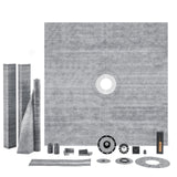Kitchen & Bathroom DIY: VEVOR Shower Curb Kit, 1828x1828mm, 72"x72" Shower Pan Kit with 50.8mm ABS Central Flange, 101.6mm Stainless Steel Grate, Waterproof Shower Curb & Membrane & Strip, Shower Pan Slope Sticks Fit for Bathroom
