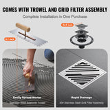 Kitchen & Bathroom DIY: VEVOR Shower Curb Kit, 1219x1524mm, 60"x48" Shower Pan Kit with 50.8mm ABS Central Flange, Waterproof Membrane, Stainless Steel Grate and Joint Sealant, Shower Pan Slope Sticks Fit for Bathroom