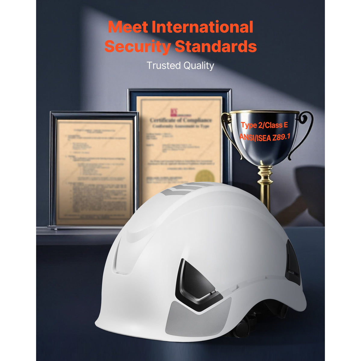 Construction Safety Helmet, ANSI/ISEA Z89.1 Approved ABS Safety Hard Hat with 6-Point Ratchet Suspension, Adjustable Vented Hardhat for Men Women Adults, for Outdoor Indoor Industrial Workwear