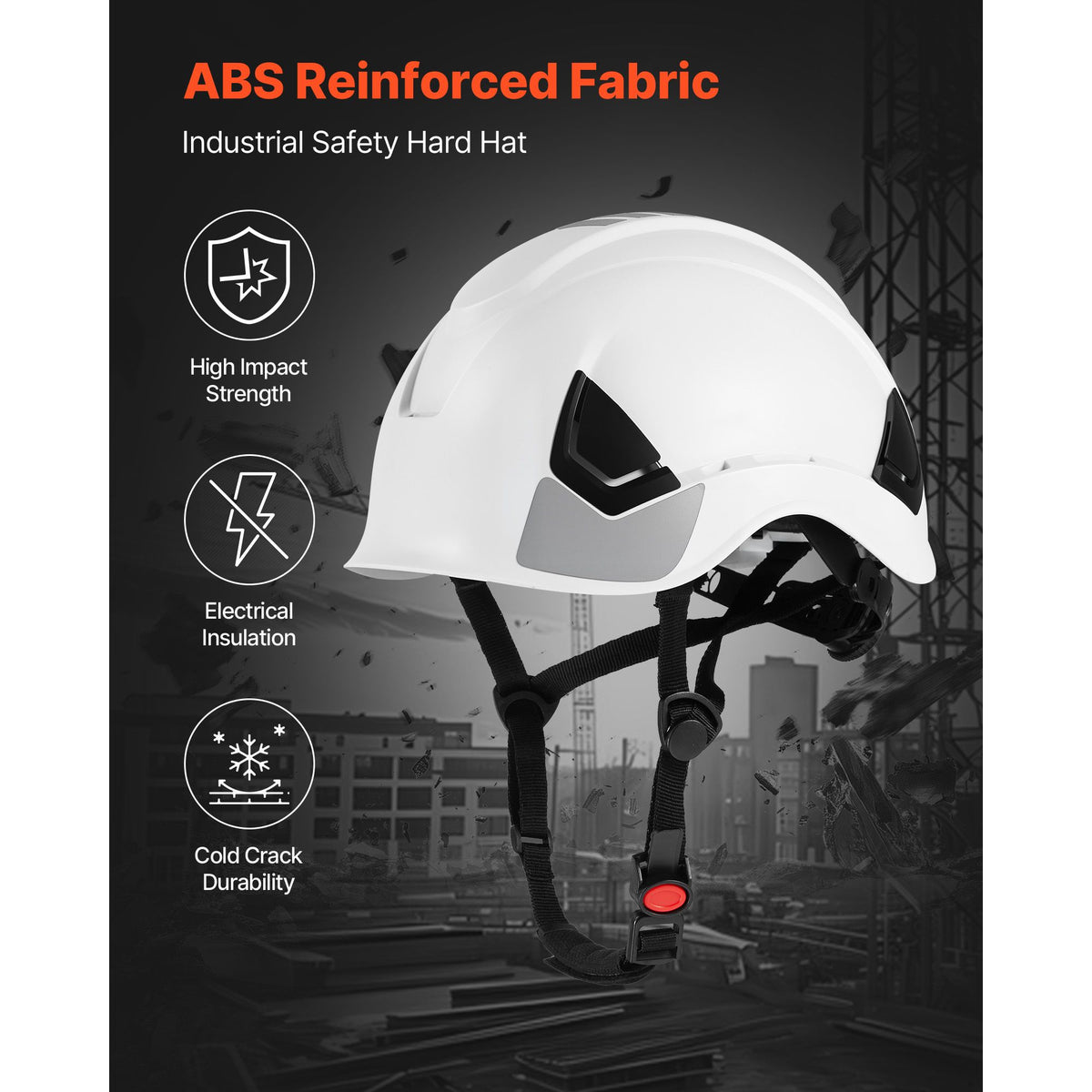 Construction Safety Helmet, ANSI/ISEA Z89.1 Approved ABS Safety Hard Hat with 6-Point Ratchet Suspension, Adjustable Vented Hardhat for Men Women Adults, for Outdoor Indoor Industrial Workwear