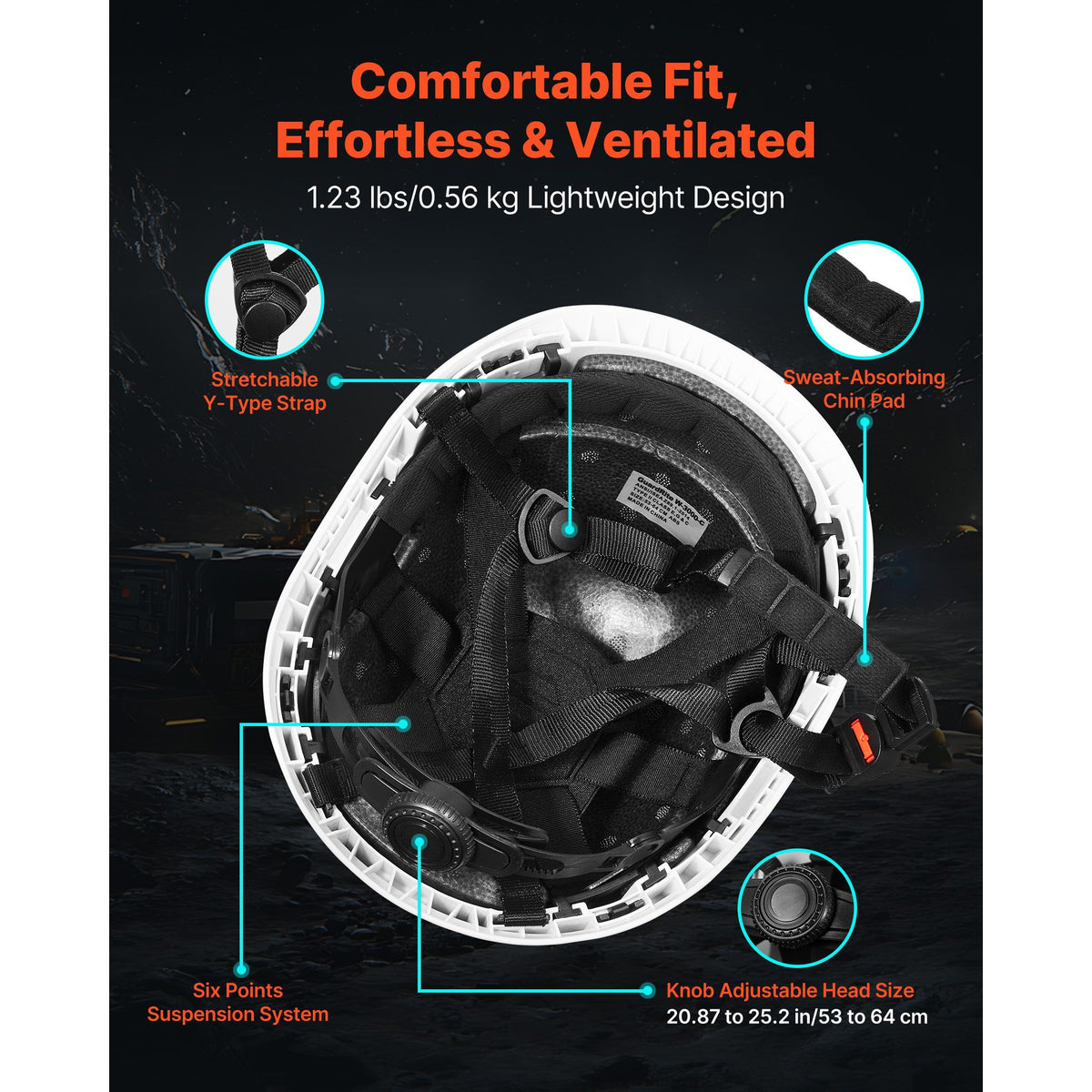 Construction Safety Helmet, ANSI/ISEA Z89.1 Approved ABS Safety Hard Hat with 6-Point Ratchet Suspension, Adjustable Vented Hardhat for Men Women Adults, for Outdoor Indoor Industrial Workwear