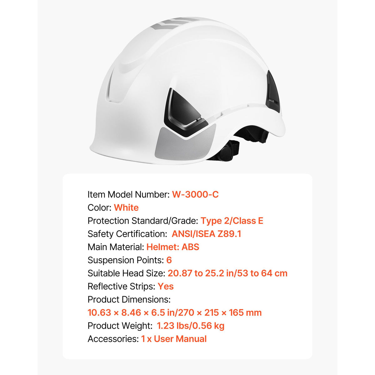 Construction Safety Helmet, ANSI/ISEA Z89.1 Approved ABS Safety Hard Hat with 6-Point Ratchet Suspension, Adjustable Vented Hardhat for Men Women Adults, for Outdoor Indoor Industrial Workwear