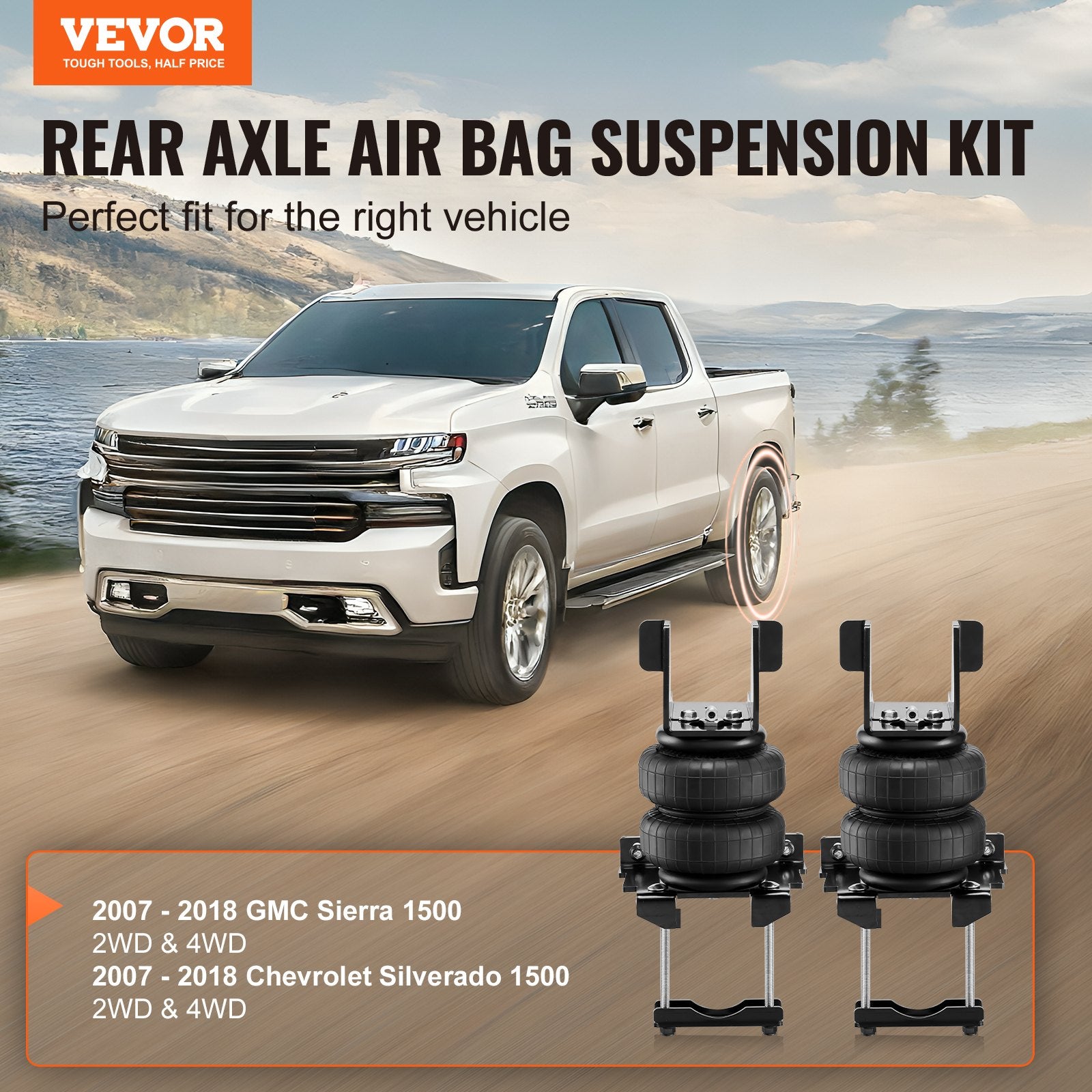Automotive Repair & Speciality Tools: VEVOR Air Bag Suspension Kit, Air Springs Suspension Bag Kit Compatible with 2007-2018 Chevrolet Silverado 1500 and GMC Sierra 1500 2WD 4WD, 5000 lbs Loading, 5 to 100 PSI