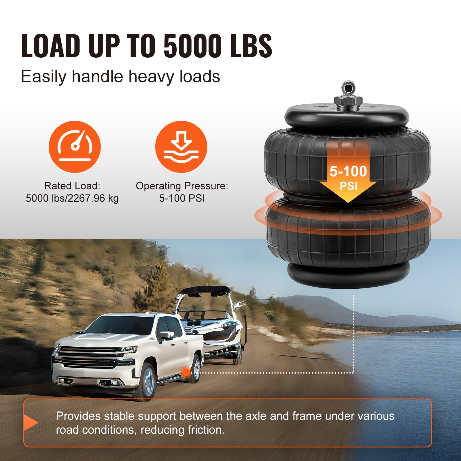 Automotive Repair & Speciality Tools: VEVOR Air Bag Suspension Kit, Air Springs Suspension Bag Kit Compatible with 2007-2018 Chevrolet Silverado 1500 and GMC Sierra 1500 2WD 4WD, 5000 lbs Loading, 5 to 100 PSI