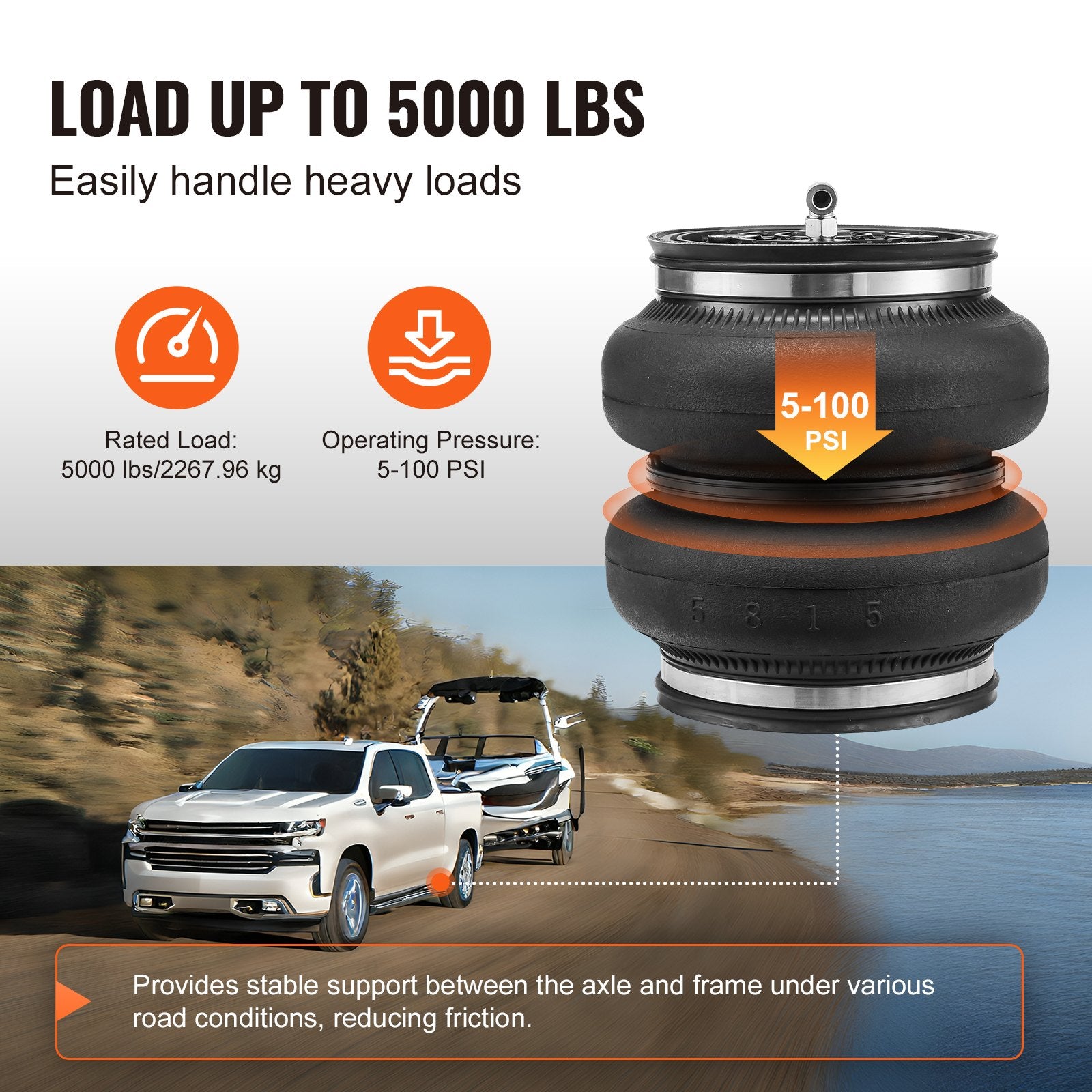 Automotive Repair & Speciality Tools: VEVOR Air Bag Suspension Kit, Air Springs Suspension Bag Kit Compatible with 2011-2019 Chevrolet Silverado 2500/3500HD and GMC Sierra 2500/3500HD 4WD RWD, 5000 lbs Loading, 5 to 100 PSI