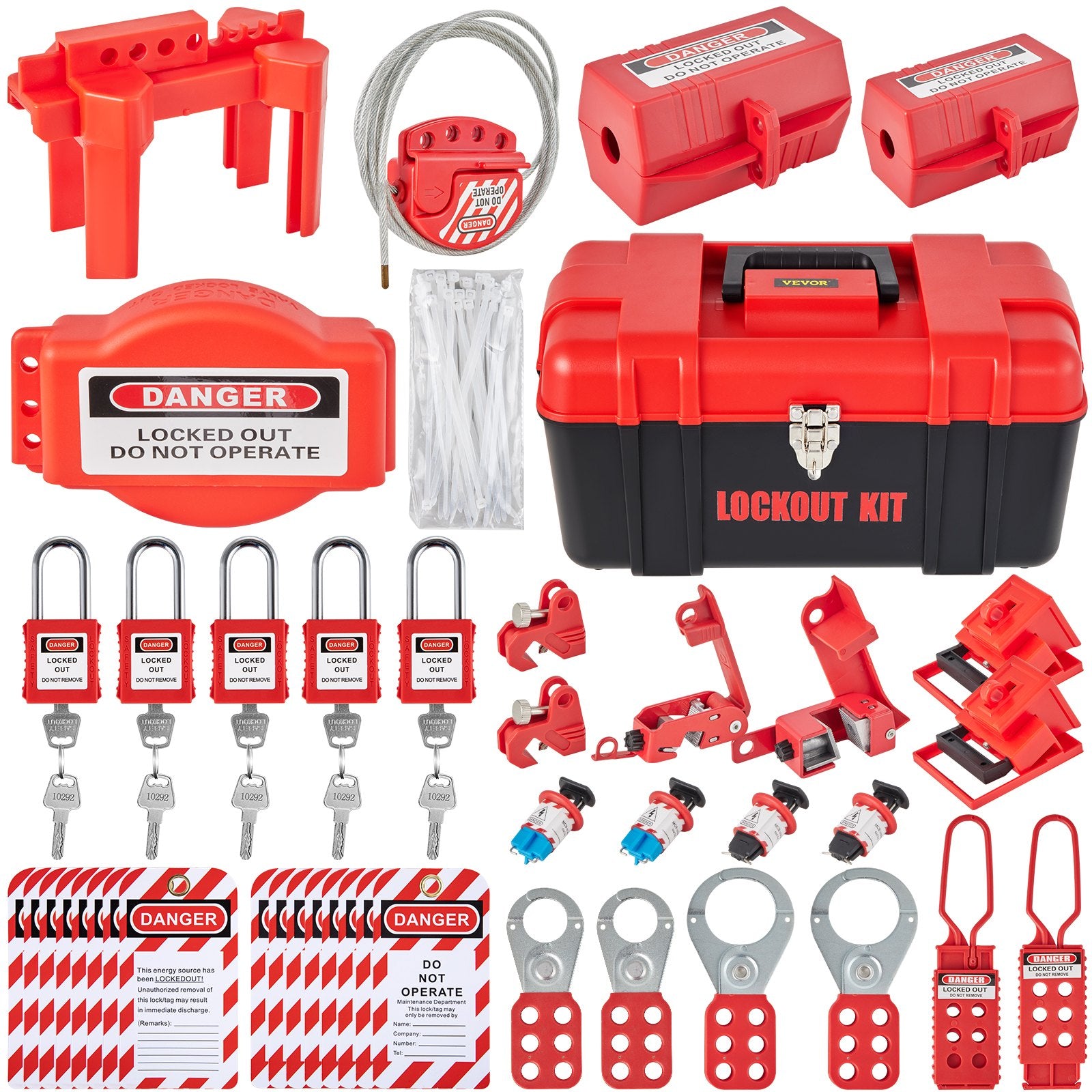 Power & Electrical Supplies: VEVOR 42 PCS Lockout Tagout Kits Electrical Loto Kit for Electrical Risk Removal