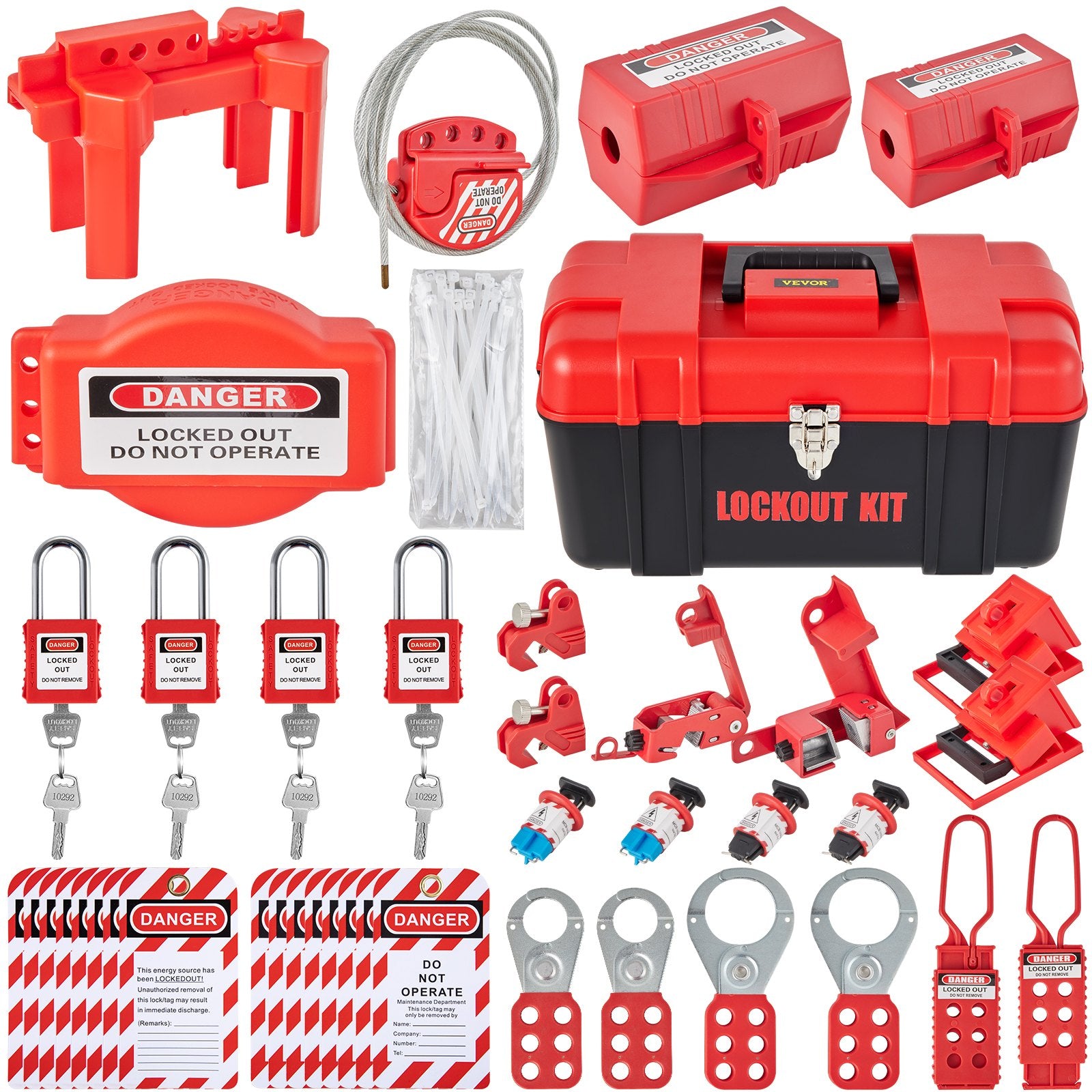 Power & Electrical Supplies: VEVOR 42 PCS Lockout Tagout Kits Electrical Loto Kit for Electrical Risk Removal
