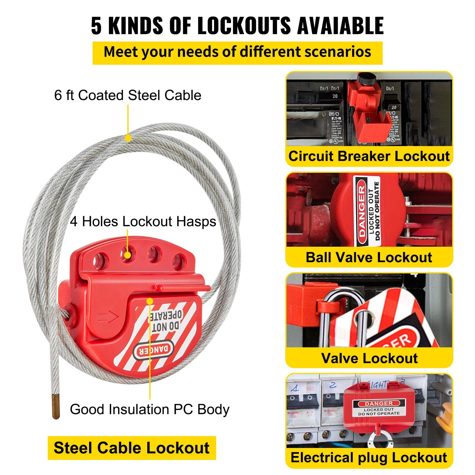 Power & Electrical Supplies: VEVOR 42 PCS Lockout Tagout Kits Electrical Loto Kit for Electrical Risk Removal