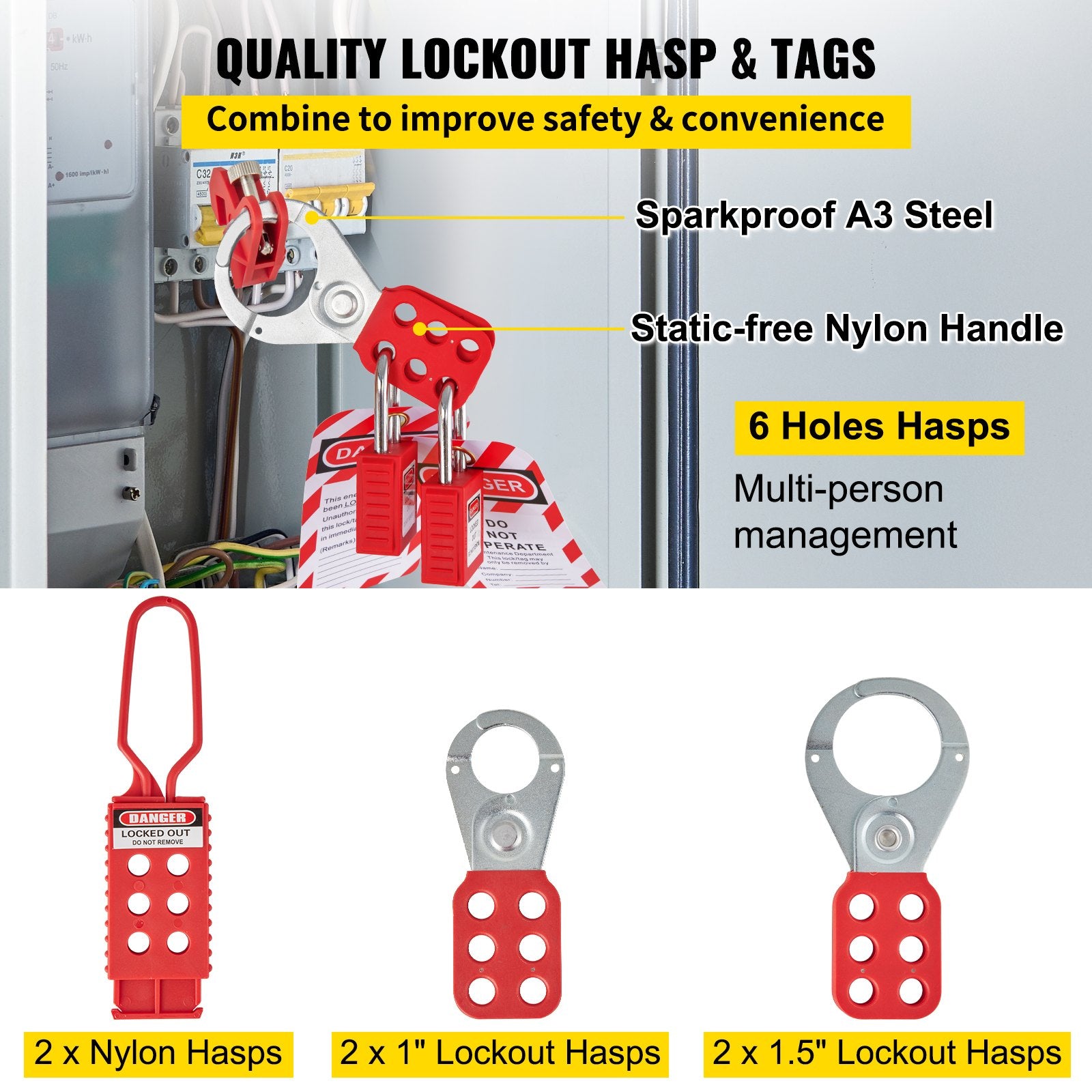 Power & Electrical Supplies: VEVOR 42 PCS Lockout Tagout Kits Electrical Loto Kit for Electrical Risk Removal