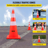 Automotive Decor: VEVOR Safety Cones, 10PCS 28"" Traffic Cones, PVC Orange Construction Cones, 2 Reflective Collars Traffic Cones with Weighted Base and Hand-Held Ring Used for Traffic Control, Driveway Road Parking