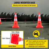 Automotive Decor: VEVOR Safety Cones, 10PCS 28"" Traffic Cones, PVC Orange Construction Cones, 2 Reflective Collars Traffic Cones with Weighted Base and Hand-Held Ring Used for Traffic Control, Driveway Road Parking