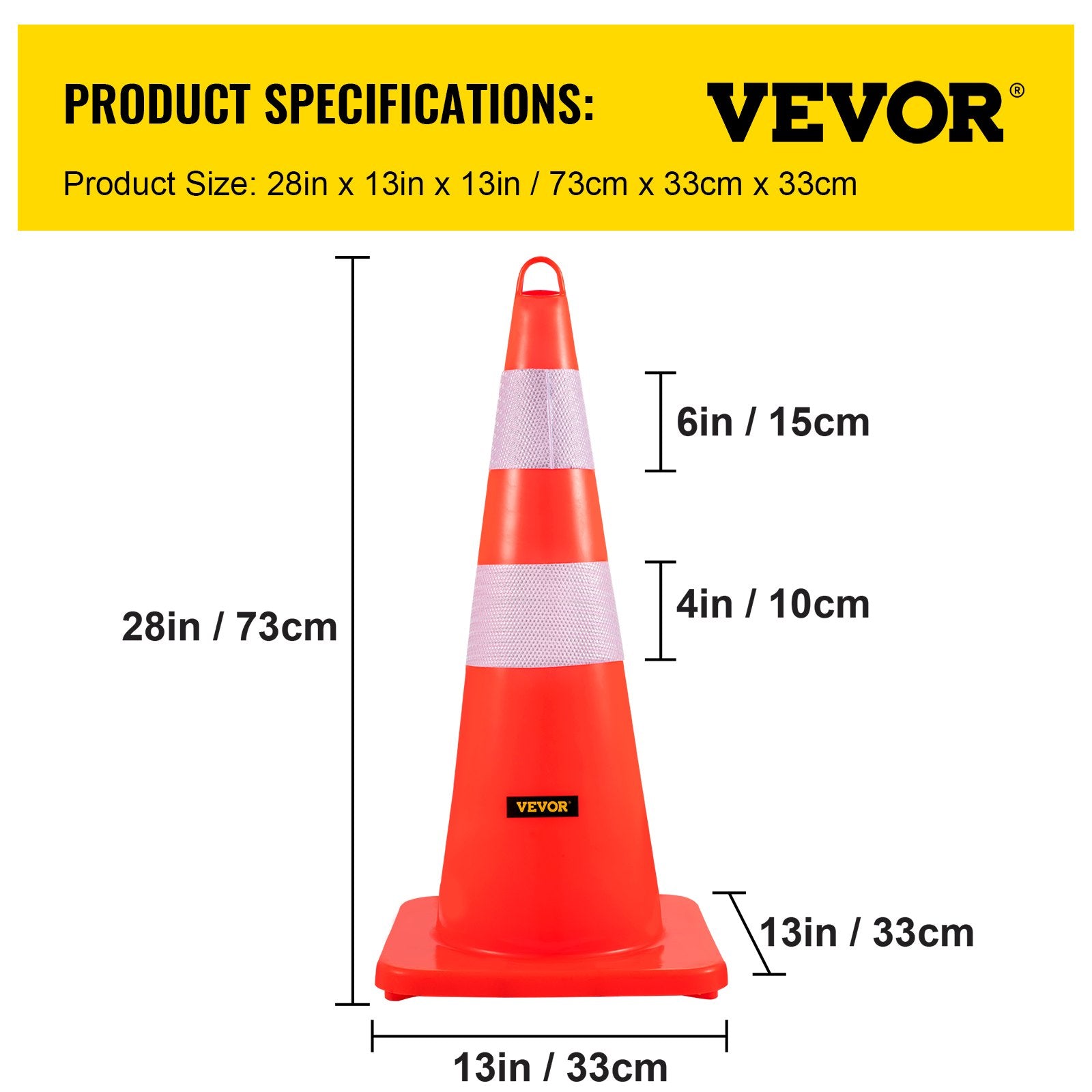 Automotive Decor: VEVOR Safety Cones, 10PCS 28"" Traffic Cones, PVC Orange Construction Cones, 2 Reflective Collars Traffic Cones with Weighted Base and Hand-Held Ring Used for Traffic Control, Driveway Road Parking
