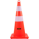 Automotive Decor: VEVOR Safety Cones, 10PCS 28"" Traffic Cones, PVC Orange Construction Cones, 2 Reflective Collars Traffic Cones with Weighted Base and Hand-Held Ring Used for Traffic Control, Driveway Road Parking