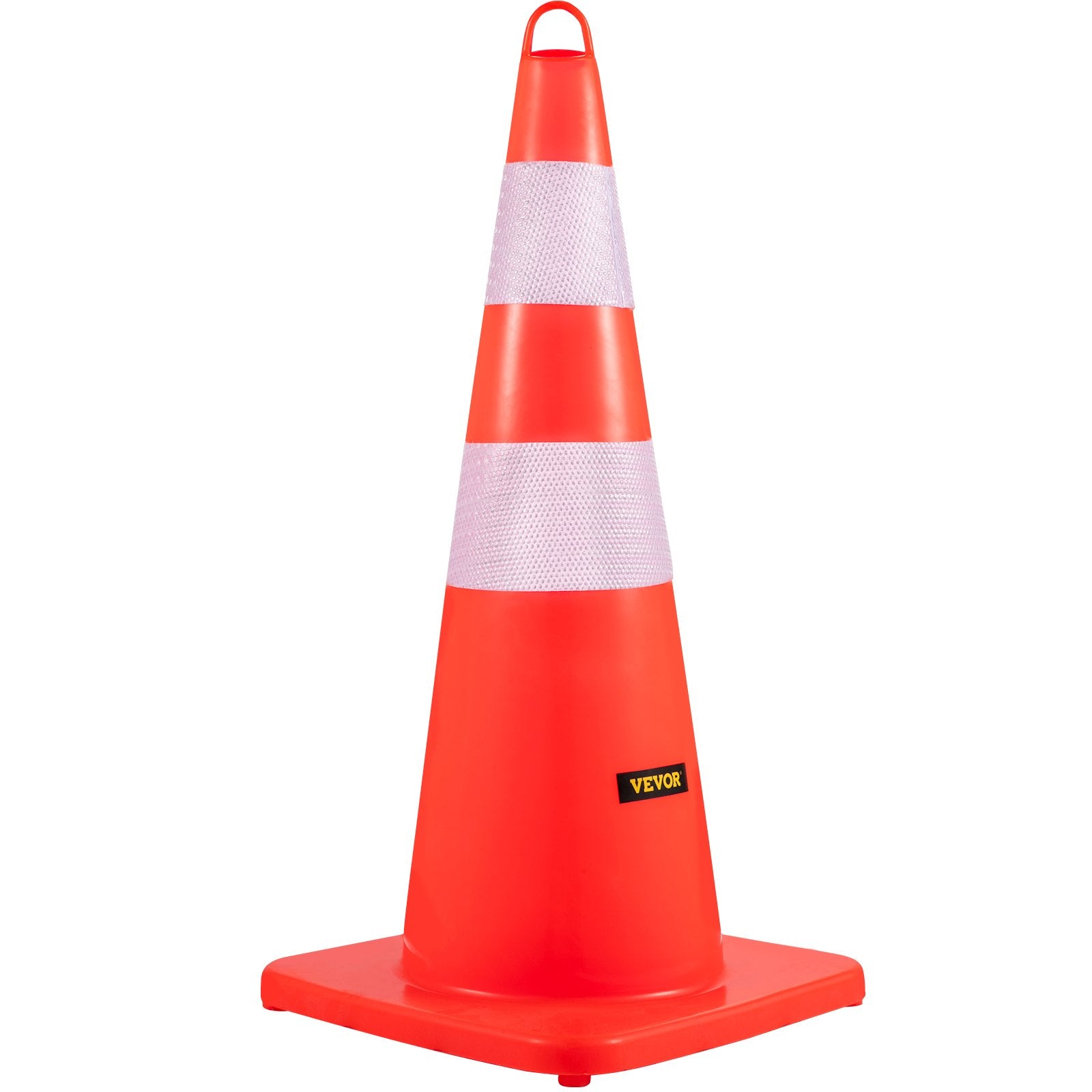 Automotive Decor: VEVOR Safety Cones, 10PCS 28"" Traffic Cones, PVC Orange Construction Cones, 2 Reflective Collars Traffic Cones with Weighted Base and Hand-Held Ring Used for Traffic Control, Driveway Road Parking