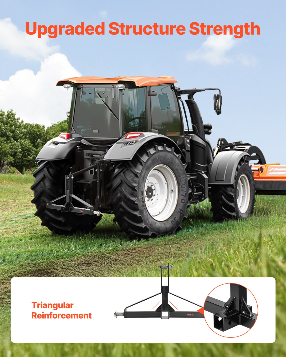 Automotive Parts: VEVOR 3 Point Trailer Hitch with 2 in Receiver, 3pt Quick Hitch Attachment for Category 1 Tractor, 3000lbs Capacity, Tow Drawbar Adapter, Compatible with Kubota, Mahindra, Ford, Yanmar, John Deere