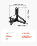 Automotive Parts: VEVOR 3 Point Trailer Hitch with 2 in Receiver, 3pt Quick Hitch Attachment, Heavy Duty Tractor Tow Drawbar Adapter, Compatible with Kubota, Mahindra, Ford, Yanmar, John Deere, Massey Ferguson