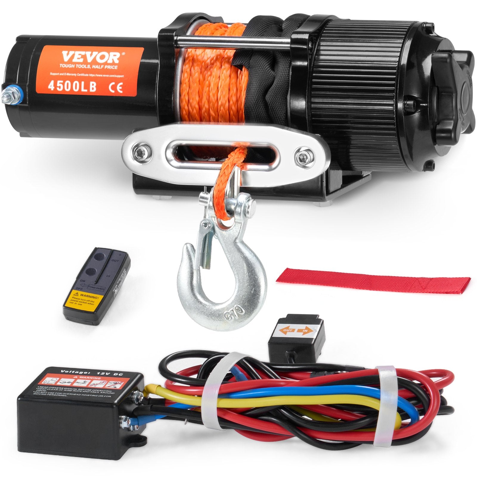 Ride On Cars: VEVOR Electric Winch ATV UTV 2041 kg Synthetic Rope Waterproof Remote Control