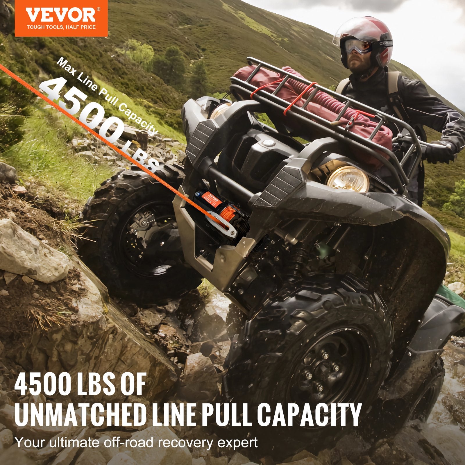 Ride On Cars: VEVOR Electric Winch ATV UTV 2041 kg Synthetic Rope Waterproof Remote Control