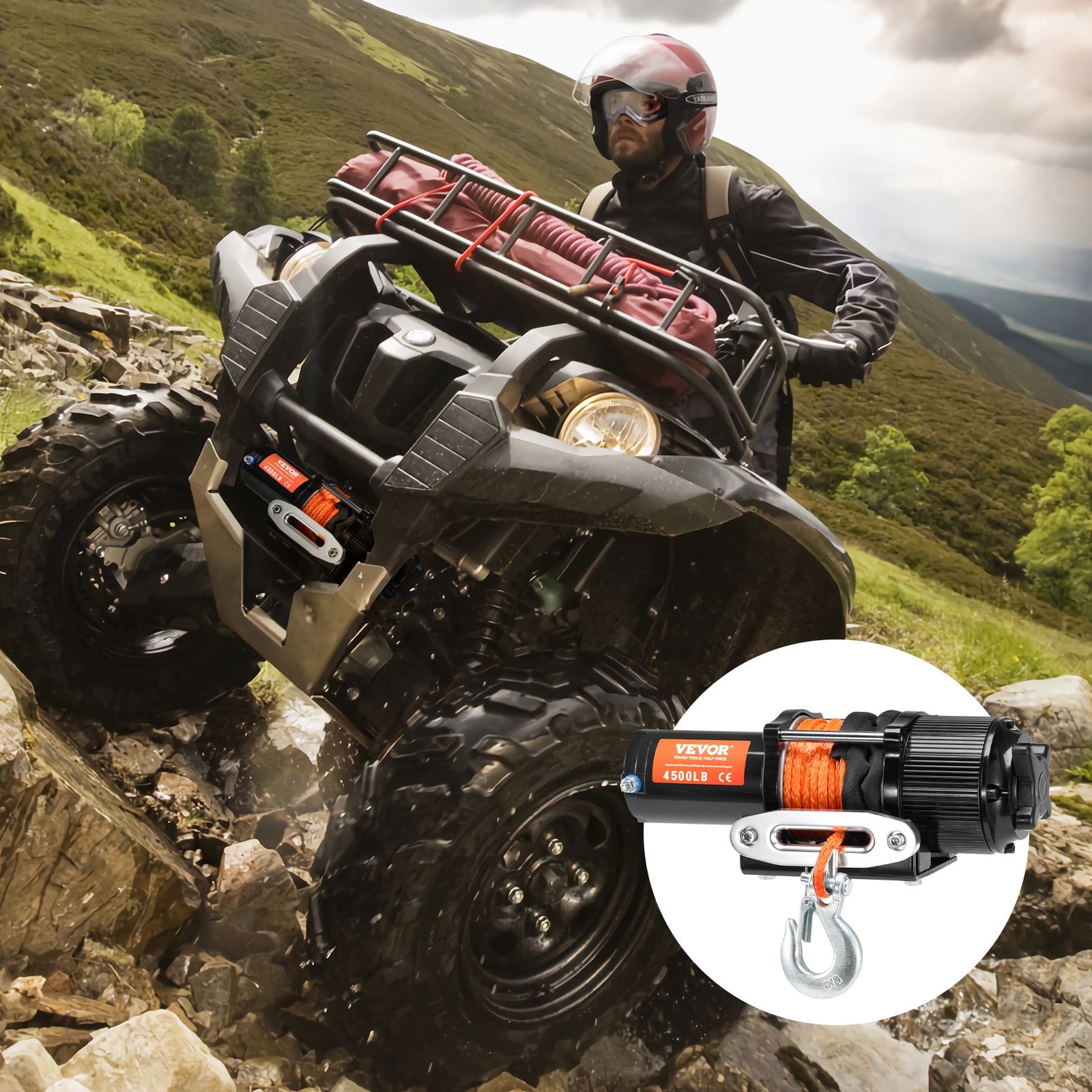 Ride On Cars: VEVOR Electric Winch ATV UTV 2041 kg Synthetic Rope Waterproof Remote Control