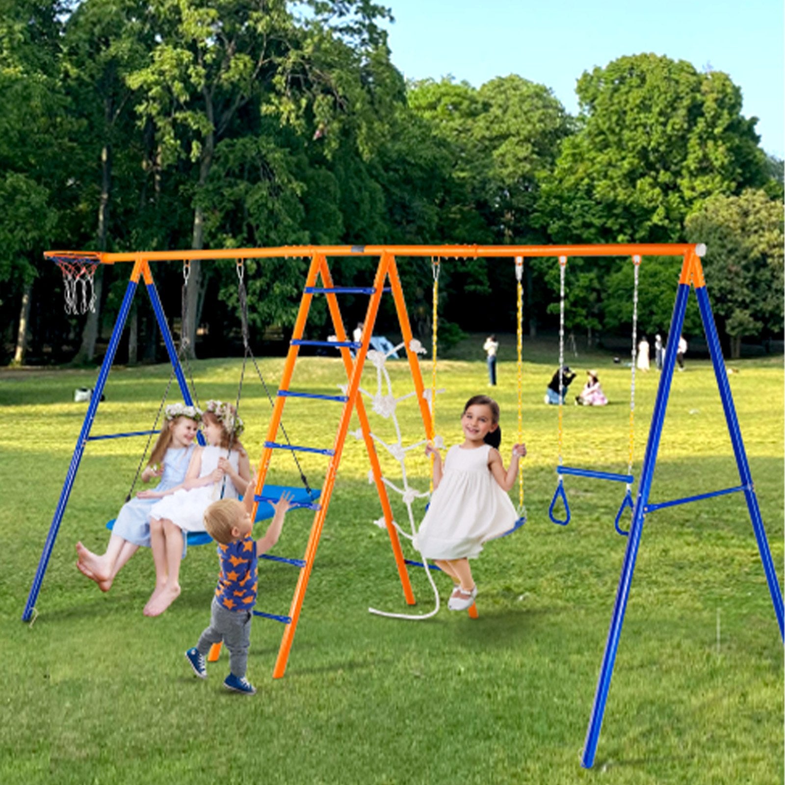 Outdoor Play Equipment: VEVOR Swing Sets for Backyard 6 in 1 Swing Set 440lbs Capacity Metal Swingset