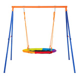 Outdoor Play Equipment: VEVOR Swing Sets for Backyard 40in Saucer Swing Seat A-Frame Metal Stand 440lbs