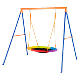 Outdoor Play Equipment: VEVOR Swing Sets for Backyard 40in Saucer Swing Seat A-Frame Metal Stand 440lbs