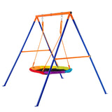 Outdoor Play Equipment: VEVOR Swing Sets for Backyard 40in Saucer Swing Seat A-Frame Metal Stand 440lbs