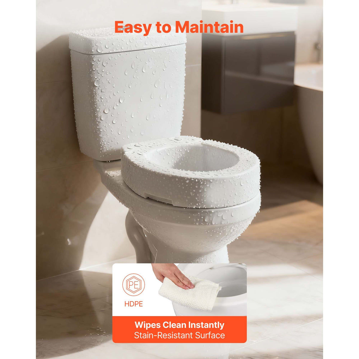 Raised Toilet Seat, 136.1 kg Load Capacity, 88.9 mm Lift Height, Commode Elevated Toilet Seat Riser with Enlarged Opening for Seniors, Elderly, Handicap, Disabled, and Adults, Fits Round Bowl