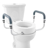 Mobility & Accessibility: VEVOR Raised Toilet Seat,88.9 mm Height Raised, 136 kg Weight Capacity, for Standard Round Toilet, Aluminum Handrail, with EVA Armrest Padding, for Elderly, Handicap, Patient, Pregnant, Medical
