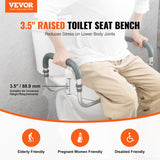 Mobility & Accessibility: VEVOR Raised Toilet Seat,88.9 mm Height Raised, 136 kg Weight Capacity, for Standard Round Toilet, Aluminum Handrail, with EVA Armrest Padding, for Elderly, Handicap, Patient, Pregnant, Medical