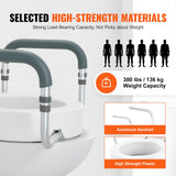 Mobility & Accessibility: VEVOR Raised Toilet Seat,88.9 mm Height Raised, 136 kg Weight Capacity, for Standard Round Toilet, Aluminum Handrail, with EVA Armrest Padding, for Elderly, Handicap, Patient, Pregnant, Medical