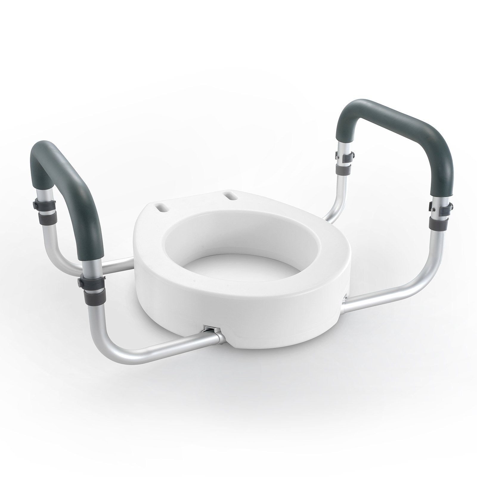 Mobility & Accessibility: VEVOR Raised Toilet Seat,88.9 mm Height Raised, 136 kg Weight Capacity, for Standard Round Toilet, Aluminum Handrail, with EVA Armrest Padding, for Elderly, Handicap, Patient, Pregnant, Medical