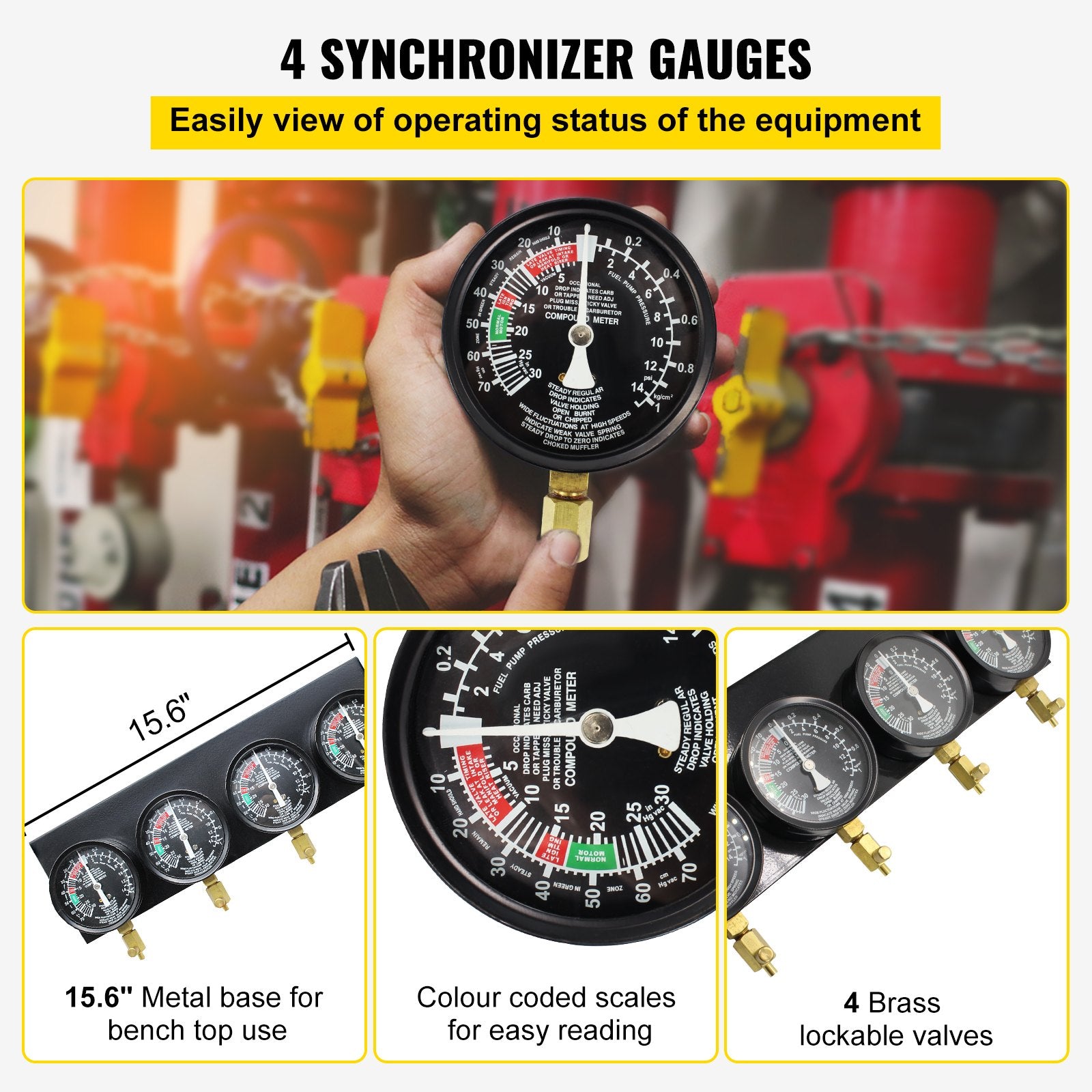 Gardening Tools: VEVOR Fuel Vacuum Carburetor Synchronize Tool Kit Fuel Vacuum Carburetor Synchronizer carb sync Gauge Set with Rubber Hose