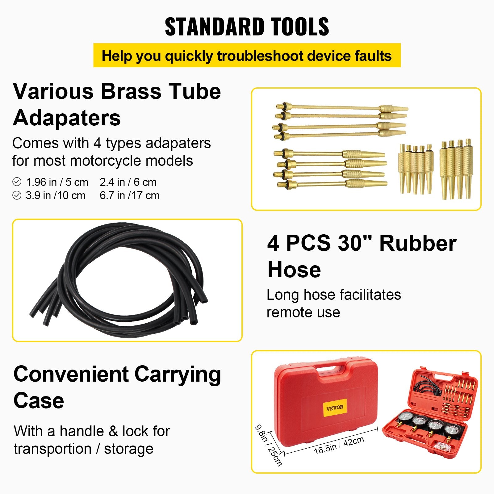 Gardening Tools: VEVOR Fuel Vacuum Carburetor Synchronize Tool Kit Fuel Vacuum Carburetor Synchronizer carb sync Gauge Set with Rubber Hose