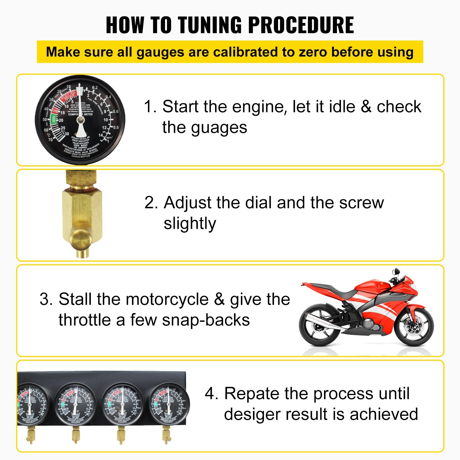 Gardening Tools: VEVOR Fuel Vacuum Carburetor Synchronize Tool Kit Fuel Vacuum Carburetor Synchronizer carb sync Gauge Set with Rubber Hose